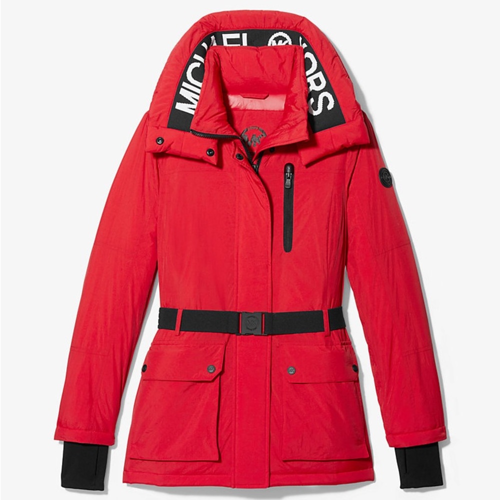 Michael Kors Women’s Red Cozy Ski-Style Puffer 
Coat Jacket w/ Black Trim Sz XL